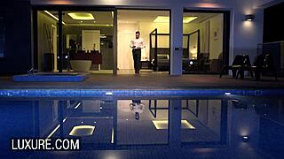 Gorgeous brunette fucks in front of husband