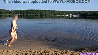 naked girl skinny dips at public beach