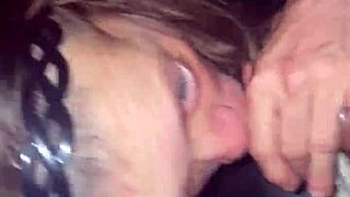 Blue eyes gladly sucks and swallows a big cock