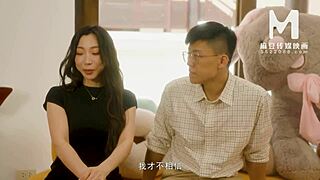 asian couple swaps on valentines day.