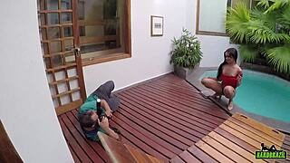 Alice Lemes strips for photos, showing her big ass and clit.