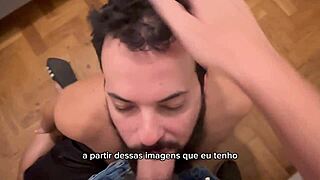 Bearded gay man performs blowjobs on multiple cocks in full video