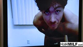 busty brunette hottie teases cock with blowjob and gets facial 😏