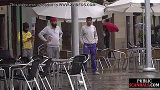 European slut gets whipped and humiliated on public street by domina.