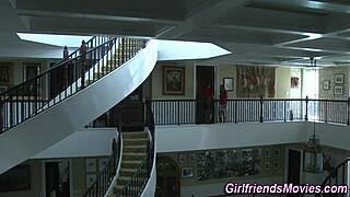 lesbian milf kisses babe with big tits in high definition