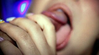 College girl sucks close to webcam for fun