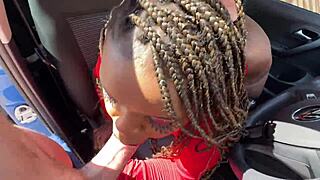 busty ebony girl squirts during missionary in the car