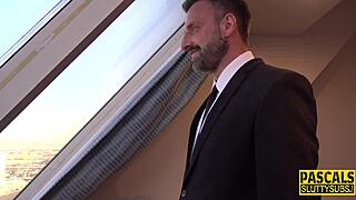 fetish submissive blonde JERKS DICK