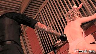 Tranny bunnies sarina valentina and ella hollywood getting fucked in a wild threesome with blowjobs