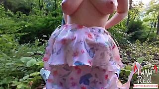 Busty Teen Gives Outdoor Blowjob to Big Dick and Swallows Cum