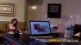 Ebony baddie gets jizzed hard in pov after job interview casting.