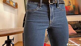 Busty Babe Next Door Strips Out of Jeans and Thong for Me