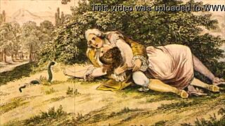 Vintage erotic drawings from antique anime hentai cartoon