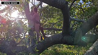 Hey, check out this sexy girl offering herself to a hung stud from the Amazon forest for wild anal fun!