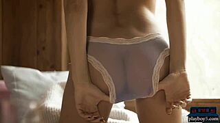 I love watching this perfect brunette babe striptease outdoors, posing with her big tits and ass.