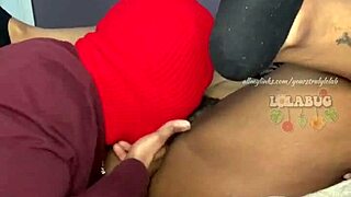Lolabug lets her follower taste her hairy pussy in this masked sex session.