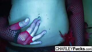 Charley Chase in sexy lingerie and stockings in solo seduction