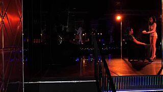 Petite brunette gives private dance, gets filled with cum