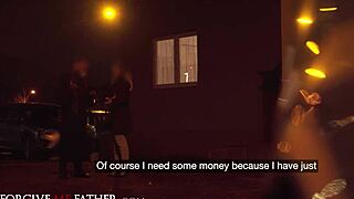 The waitress on break gets picked up in the van