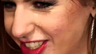slutty hottie gets a facial while sucking all that jizz
