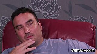 Peculiar Model Gets Jizz On Face, Gulps It All!