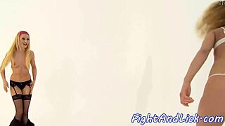 glam lesbians in stockings, 'want to finger each other's pussy?'