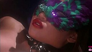masked brunette feels intense pleasure from pussy eating and doggystyle pounding