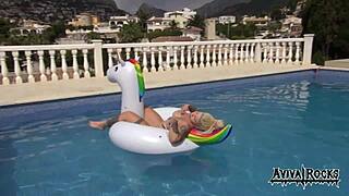 aviva rocks masturbating on her unicorn toy