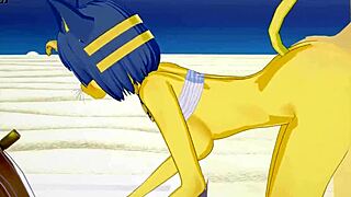 Ankha from Animal Crossing gets beach fucking