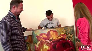 Alice Romain is dying to get double penetrated in rough 3some