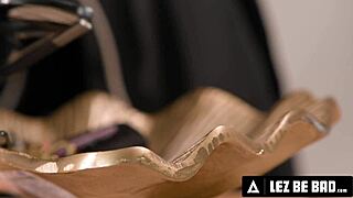 Naughty brunette burglars sneak in and have rough sex with the house owner's big strap-on, using toys and dildos for passionate lez fun