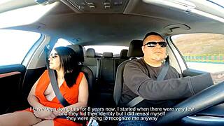 i'm the tv host who became a porn actress, and i love giving blowjobs in the car with my natural tits out