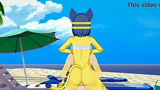 Ankha from Animal Crossing gets beach fucking