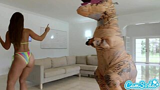 big ass latina teen 18+ chased by lesbian loving trex on a hoverboard then fucked