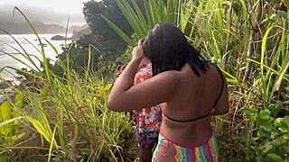 Beautiful teens get it hard in public at nudist beach