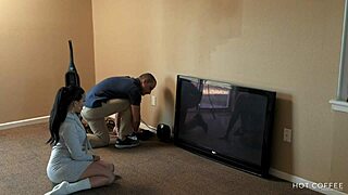 Curvy Latina Wife Fucks Cable Guy Abroad