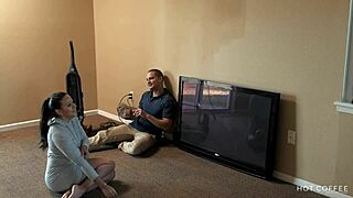 Curvy Latina Wife Fucks Cable Guy Abroad