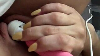 Blonde teen vibrates her pink pussy