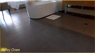 Wife Gets Wet In Hotel Bath With Big Tits