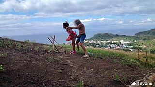 I’m overwhelmed by this insane public sex with a monster cock and tiny 18+ pussy at the ocean and mountain!