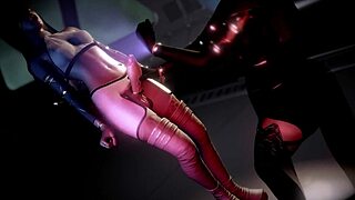 Futanari Uses Telekinesis For Intense Handjob In Space