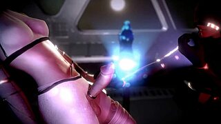 Futanari Uses Telekinesis For Intense Handjob In Space