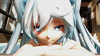 miku gets wet in pool photoshoot, teasing with fingering 😏