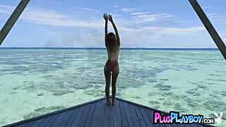 gorgeous blonde milf olivia preston posing on the sea and exposing stunning natural body