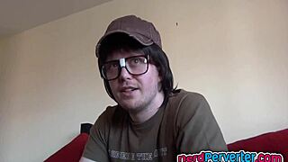 cute ebony princess sucks nerd's cock