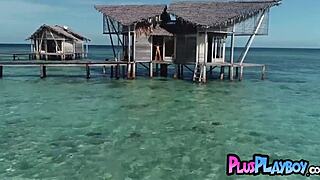 gorgeous blonde milf olivia preston posing on the sea and exposing stunning natural body