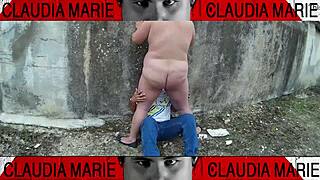 licking fat girl's pussy in impossible street positions until she cums from pleasure.