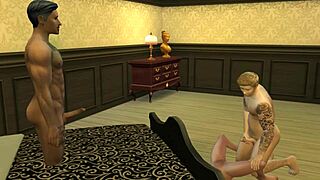 Gareth Williams bangs father-in-law in wild MMF threesome on Sims 4.