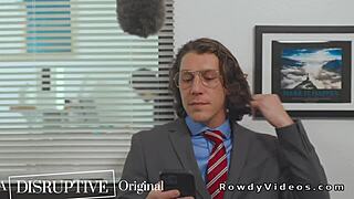 gay coworkers suck big cocks and anal fuck bareback in office 😏🍆