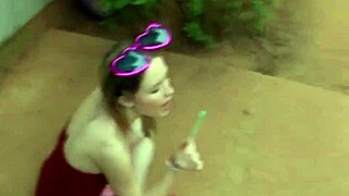 Kitty Karsen plays with bubbles nude behind the scenes